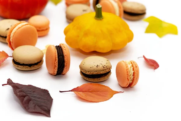 Sobremesa Para Halloween Menu Acção Graças Macarões Pastelaria Franceses Bolo — Fotografia de Stock