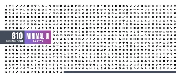 24X24 Pixel Tökéletes Alapvető Felhasználói Felület Alapvető Készlet 810 Solid — Stock Vector