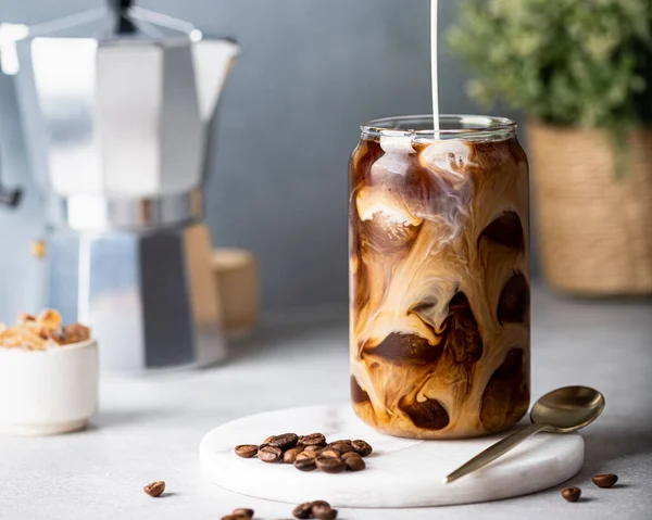 Ice coffee with ice cubes Royalty Free Stock Images