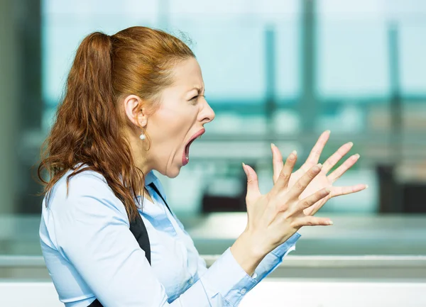 Benadrukt, schreeuwen zakenvrouw — Stockfoto