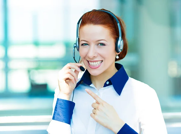 Customer service representative with hands free device — Stock Photo, Image