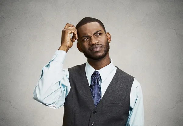 Confused business man, short term memory loss — Stock Photo, Image