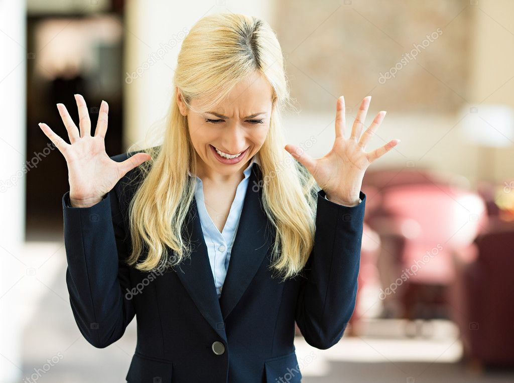 Stressed business woman in corporate office