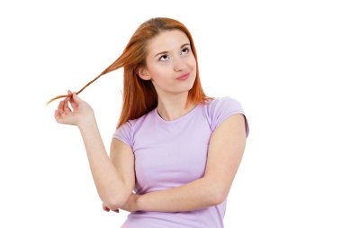 Skeptical, annoyed young woman clipart
