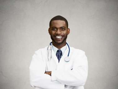 Kendine güvenen, mutlu, Doktor gülümseyen