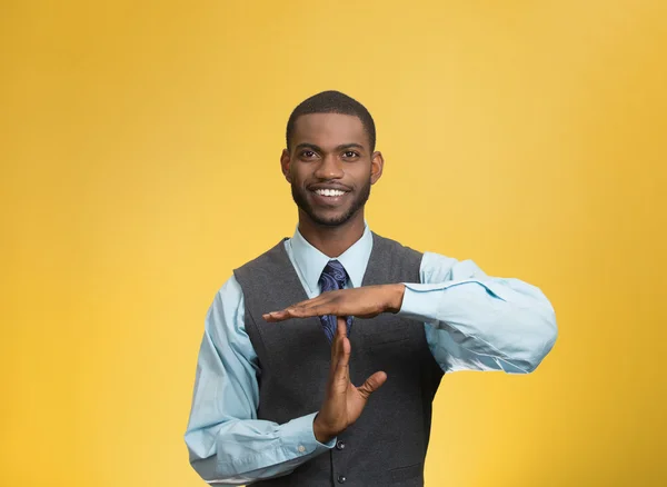 Executive man giving time out gesture with hands — Stock Photo, Image