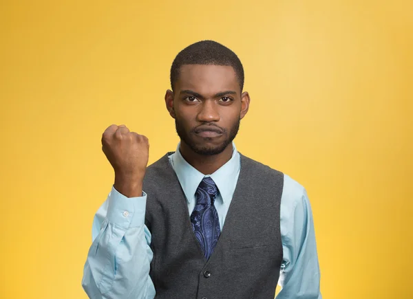 Angry man with fists up in air — Stock Photo, Image