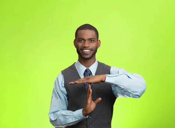 Výkonné muž dává časový limit gesto s rukama — Stock fotografie