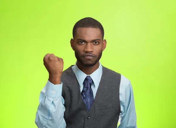 Angry man with fists up in air — Stock Photo, Image