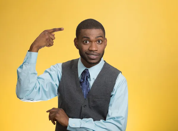 Mann fragt, bist du verrückt, Idiot? — Stockfoto