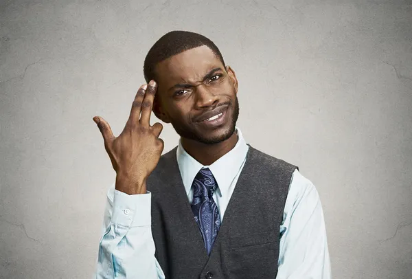 Hombre preguntando estás loco, idiota ? — Foto de Stock