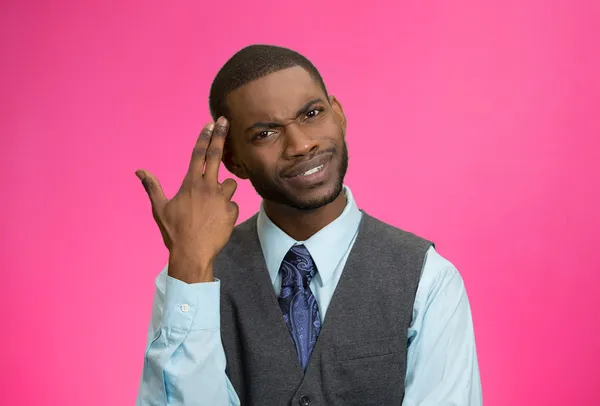 Hombre preguntando estás loco, idiota ? — Foto de Stock