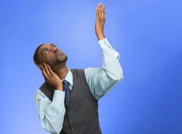 Upset man asking neighbor to stop making loud noise — Stock Photo, Image