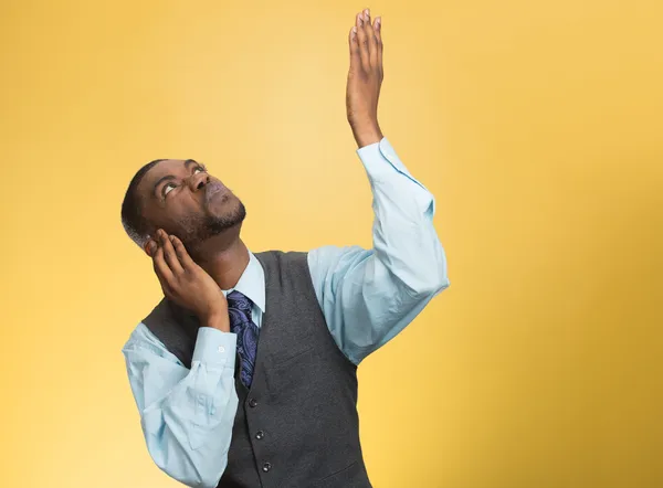 Upset man asking neighbor to stop making loud noise — Stock Photo, Image