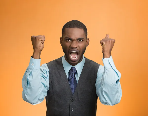 Angry mad, pissed off executive man screaming — Stock Photo, Image