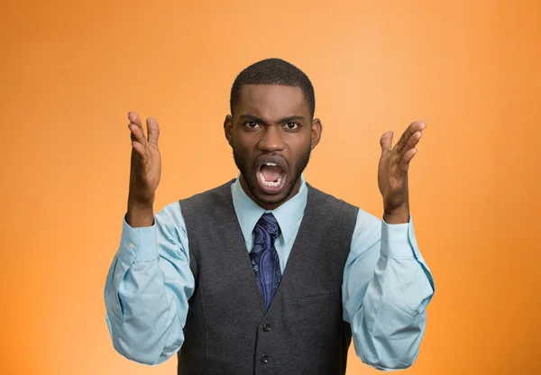 Angry mad, pissed off executive man screaming — Stock Photo, Image