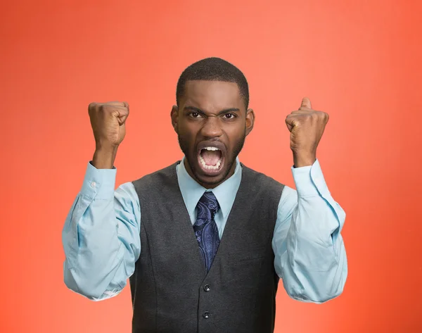 Boos gekke, pissed off uitvoerende man schreeuwen — Stockfoto