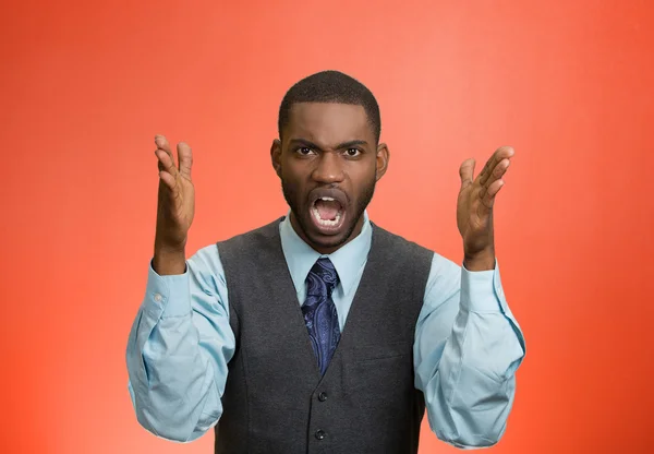 Angry mad, pissed off executive man screaming — Stock Photo, Image