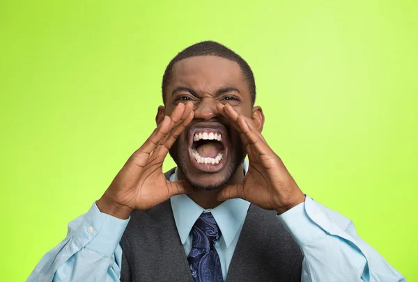Rozzlobený mad, naštvaný off výkonné muž křičí — Stock fotografie