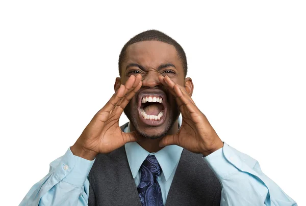 Angry mad, pissed off executive man screaming — Stock Photo, Image