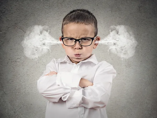 Angry upset boy, little man — Stock Photo, Image