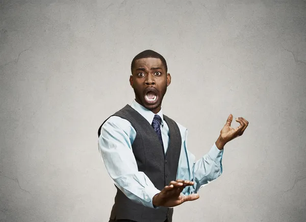 Young Man Holding His Hands Out In Fear — Stock Photo, Image