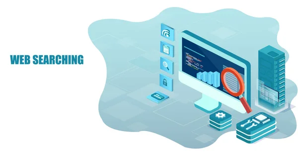 Análisis Motores Búsqueda Concepto Datos Del Sitio Web Línea — Archivo Imágenes Vectoriales