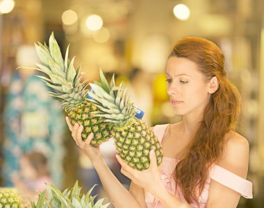 süpermarket, meyve bölümü alışveriş kadın