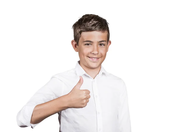 Подросток подает большой палец вверх жестом — стоковое фото