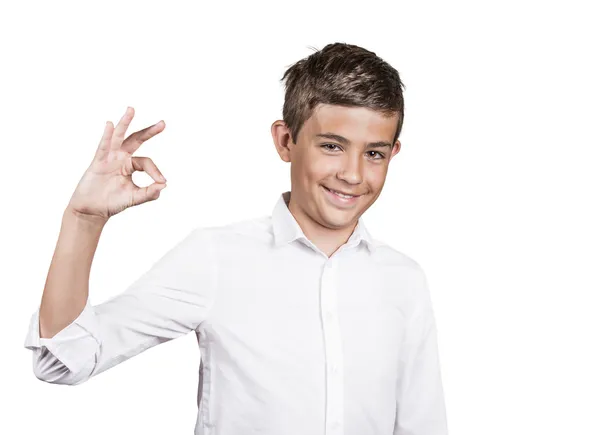 Feliz adolescente mostrando signo Ok — Foto de Stock