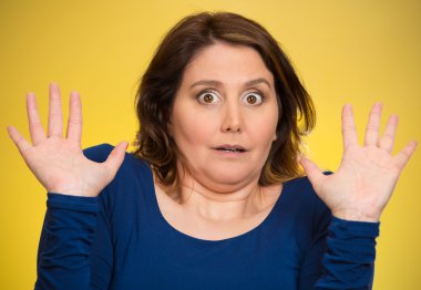 Shocked scared middle aged woman  clipart