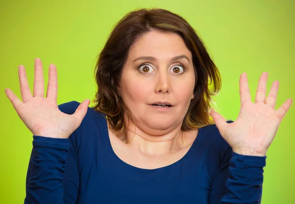 Shocked scared middle aged woman — Stock Photo, Image