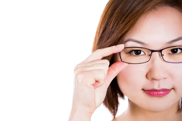 Mujer asiática usando gafas . — Foto de Stock