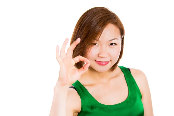 Woman showing OK hand sign — Stock Photo, Image