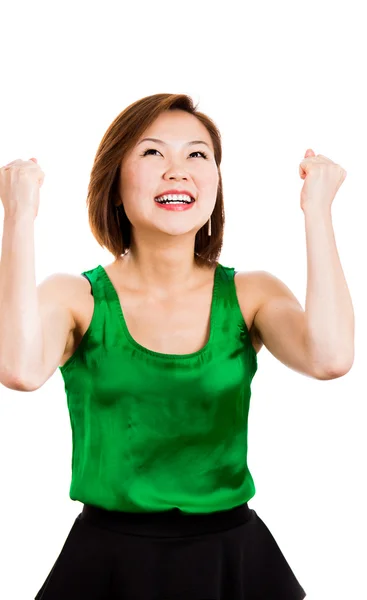 Asian woman is celebrating success — Stock Photo, Image