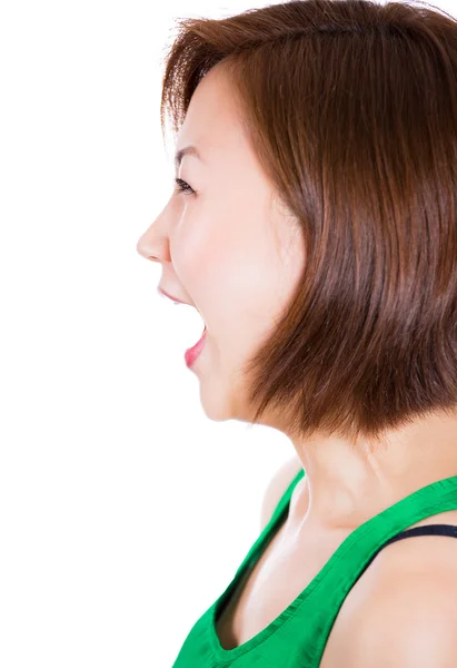 Woman screaming in profile — Stock Photo, Image