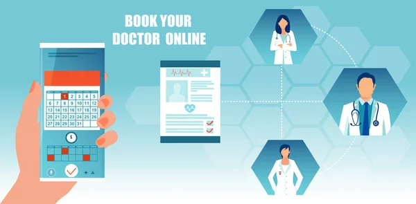 Vecteur Patient Qui Prend Rendez Vous Avec Médecin Une Application — Image vectorielle