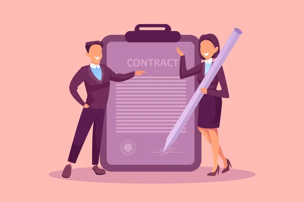 Vector Business People Signing Contract — Stock Vector