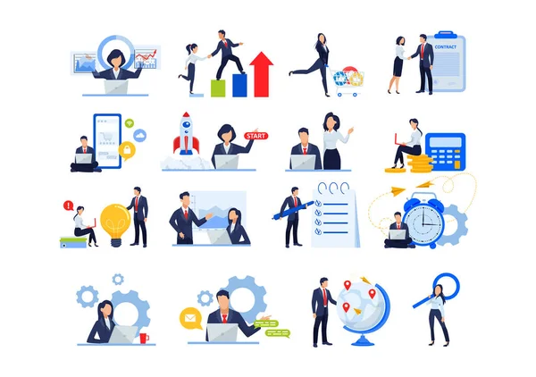 Vector Modern Business Concept Icons Startup Time Management Social Network — Stock Vector