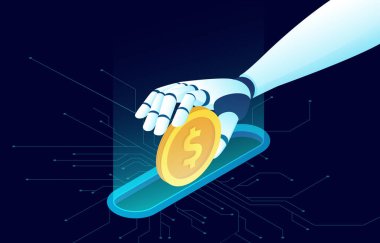 Online financial money management using modern technology and artificial intelligence concept 