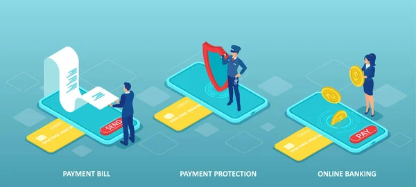 Electronic Bill Online Payment Financial Data Protection Concept — 스톡 벡터