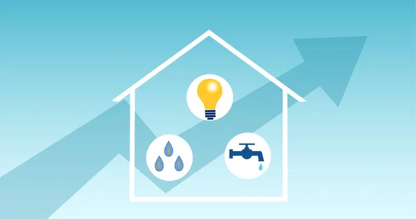 提高住房水电费 电费和燃气水电费的概念 — 图库矢量图片