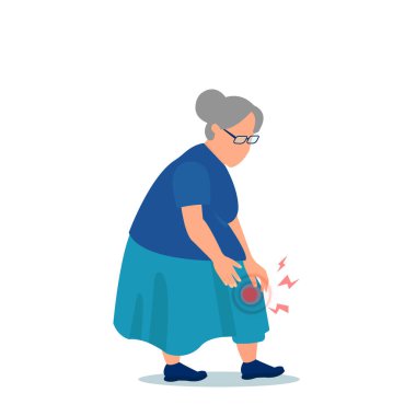 Vector of a senior woman with a pain in her knee.