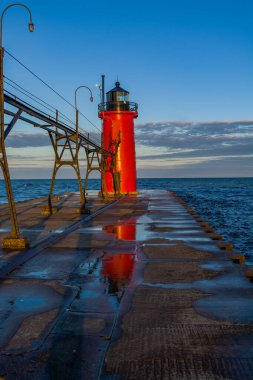 South Haven deniz feneri manzarası - Michigan - ABD