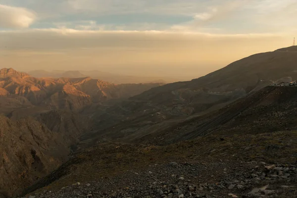 Beautiful View Hajar Mountain Range Atop Jebel Jais Sunset Ras — Stockfoto