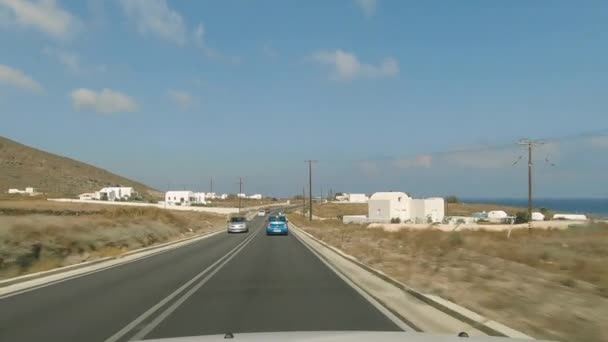 Drivers Pov Metraje Conducción Las Carreteras Isla Santorini Grecia Viaje — Vídeo de stock