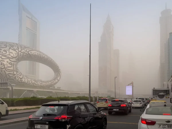 Ντουμπάι Ηνωμένα Αραβικά Εμιράτα Μαΐου 2022 Αμμοθύελλα Μειώνει Την Ορατότητα — Φωτογραφία Αρχείου
