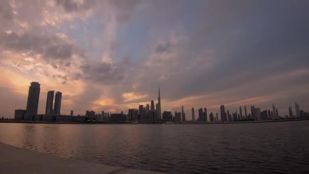 Día Estático Noche Timelapse Ciudad Moderna Dubai Los Emiratos Árabes — Vídeos de Stock