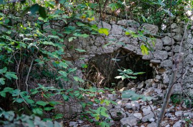 The ruins of buildings of the ancient city of Olympos (Olympus). Cirali beach, Antalya region, Turkey.