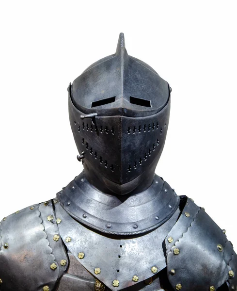 Front View Armour Medieval Knight Isolated White Background — Stock Photo, Image